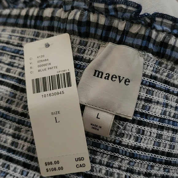 NWT Maeve Navy and White Plaid Mini Skirt - Picture 4 of 7